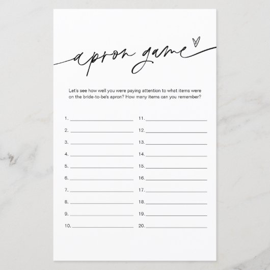 EVERLEIGH Schort Memory Vrijgezellenfeest Game (Voorkant)