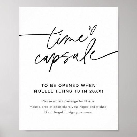 EVERLEIGH Time Capsule Baby shower Sign. Poster (Voorkant)
