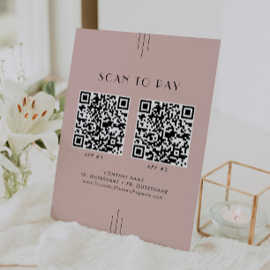EVERLY Art Deco Blush Business 2 Apps Scan To Pay Reclamebord Met Voetstuk