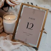 EVERLY Art Deco Blush Pink Wedding Table Numbers Kaart