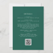 EVERLY Art Deco Emerald Green QR Code Wedding Kaart (Achterkant)
