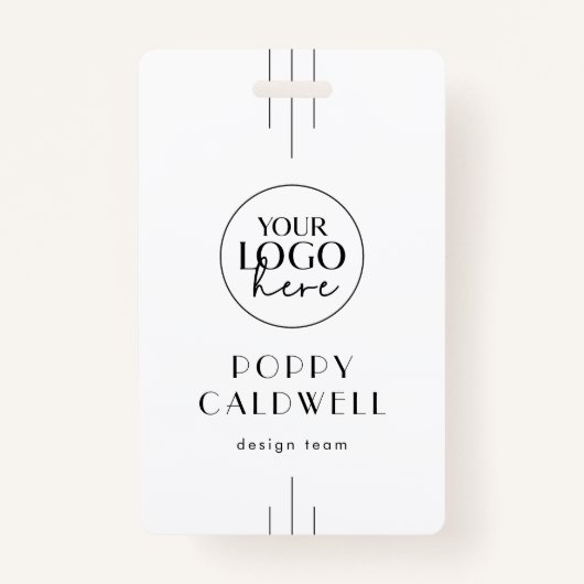 EVERLY Art Deco Logo QR Code Employee ID Card Badge (Voorkant)