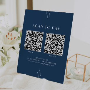 EVERLY Art Deco Navy Zakelijk 2 Apps Scan Om Te Be Reclamebord Met Voetstuk