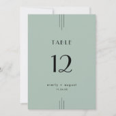 EVERLY Art Deco Sage Green Wedding Table Numbers Kaart (Voorkant)