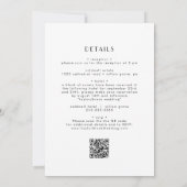 EVERLY Art Deco Simple White Black QR Code Wedding Kaart (Achterkant)