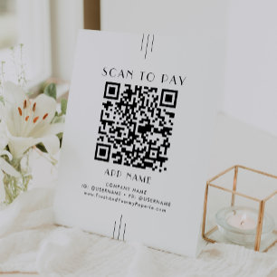 EVERLY Art Deco Wit Zwart Zakelijk Scan Om Te Beta Reclamebord Met Voetstuk