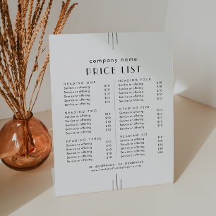 EVERLY Art Deco Witte Prijslijst Zakelijke Dienste Reclamebord Met Voetstuk