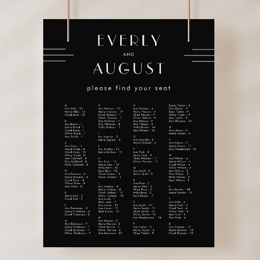 EVERLY Art Deco Zwart Trouwstoel Grafiek Poster