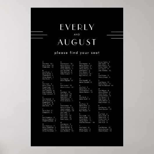 EVERLY Art Deco Zwart Trouwstoel Grafiek Poster (Voorkant)