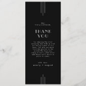 EVERLY Art Deco Zwarte Trouwtafel Dank u kaart (Voorkant)