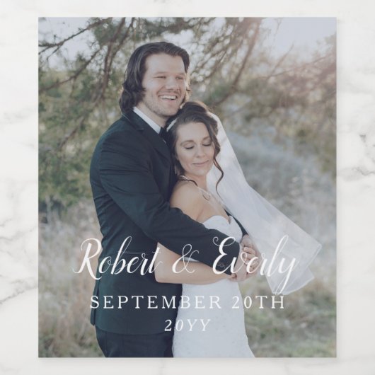 Everly bruiloft wijn etiket (Enkel label)