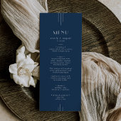 EVERLY Classic Modern Art Deco Navy Blue Wedding Menu
