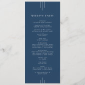 EVERLY Classic Modern Art Deco Navy Blue Wedding Programma (Achterkant)