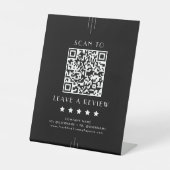 EVERLY Dark Black Business QR Code Leave A Review Reclamebord Met Voetstuk (Voorkant)