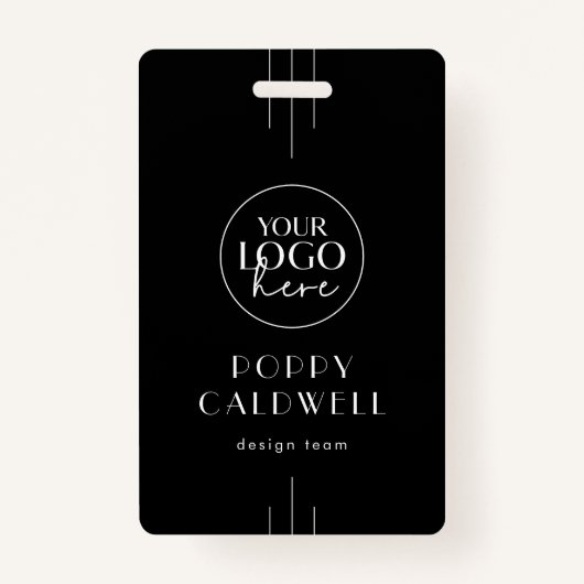 EVERLY Dark Black Logo QR Code Employee ID Card Badge (Voorkant)
