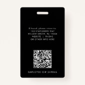 EVERLY Dark Black Logo QR Code Employee ID Card Badge (Achterkant)