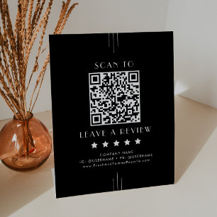 EVERLY Donker Zwart Zakelijk QR Code Laat een Revi Reclamebord Met Voetstuk