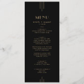EVERLY Elegant Art Deco Black and Gold Wedding Menu (Voorkant)