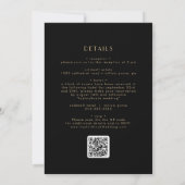EVERLY Elegant Art Deco Black Gold QR Code Wedding Kaart (Achterkant)