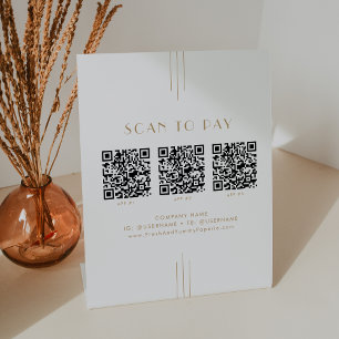 EVERLY Gold Art Deco Zakelijke QR-code Scan om te  Reclamebord Met Voetstuk