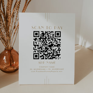 EVERLY Goud Art Deco Eenvoudige Zakelijke Scan Om  Reclamebord Met Voetstuk