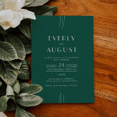 EVERLY Jewel Tone Art Deco Emerald Green Wedding Kaart