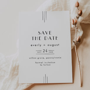 EVERLY Minimalistische Art Deco Witte en Zwarte Tr Save The Date