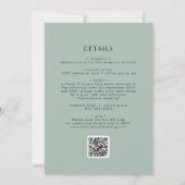 EVERLY Modern Art Deco Sage Green QR Code Wedding Kaart (Achterkant)