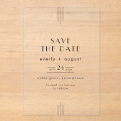 EVERLY Modern Art Deco Wedding Save the Date Acryl Uitnodigingen (Voorkant)