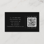 EVERLY Moderne Art Deco Zwart-Wit QR-code Visitekaartje (Achterkant)