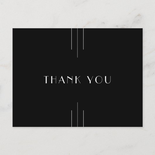 EVERLY moderne art deco zwarte bruiloft bedankt Briefkaart (Voorkant)