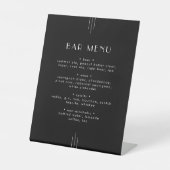 EVERLY Moderne Art Deco Zwarte Trouwbar Menu Teken Reclamebord Met Voetstuk (Voorkant)