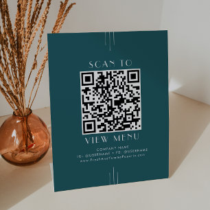 EVERLY Pauw-blauw Retro Restaurant Menu QR Code Reclamebord Met Voetstuk