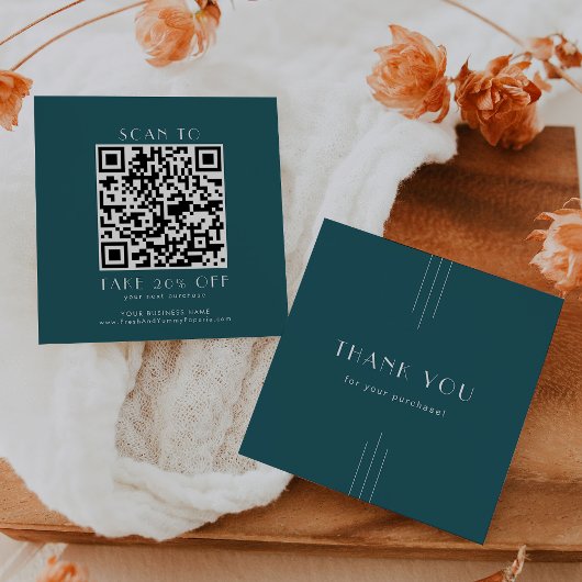 EVERLY Pauwblauw Zakelijke QR Code Bedankt Kortingskaartje