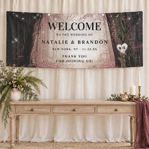 Evermore Betoverd Roze Huwelijksbegroeting Bos Spandoek