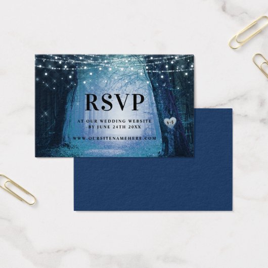 Evermore | Cartes d'insertion RSVP bleu forêt ench (Bureau)