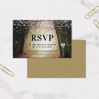 Evermore | Cartes d'insertion RSVP en or forestier