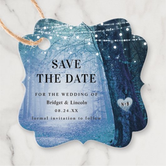 Evermore Enchanted Forest Save The Date met Foto Bedankjes Labels (Voorkant)