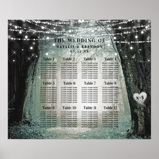 Evermore | Enchanted Forest Table Seating Chart Poster (Voorkant)