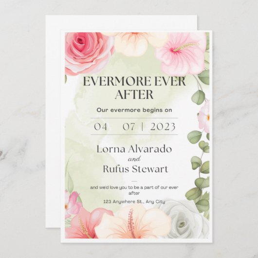 Evermore Ever Na Bruiloft Digitale Uitnodiging (Voorkant / Achterkant)