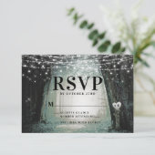 Evermore | Kantelend bos | Moss Wedding RSVP Kaartje (Staand voorkant)