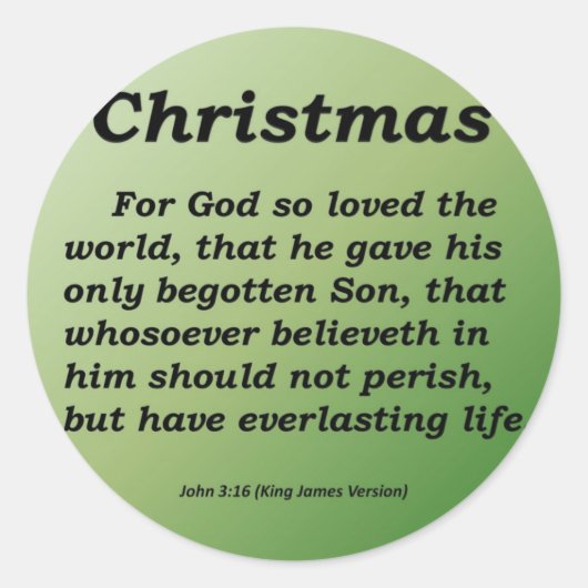 Eversustainable Kerstmis John 3-16 Ronde Sticker (Voorkant)