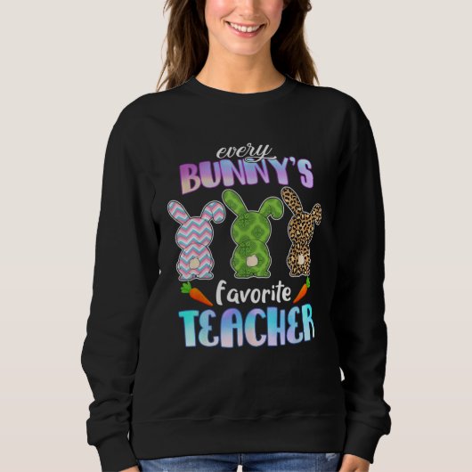 Every Bunny Is Favorite Teacher Leopard Bunny East Trui (Voorkant)