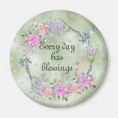Every Day Has Blessings Floral Hummingbird Magneet (Voorkant)