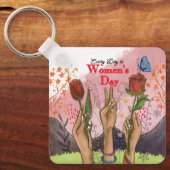 Every Day is Women's Day Hand-Painted Square Sleutelhanger (Voorkant)