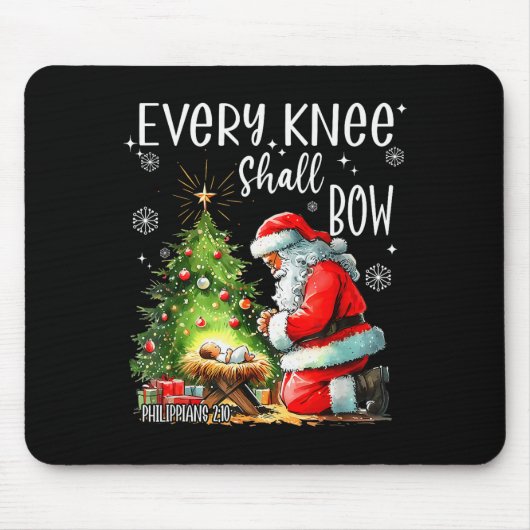 Every Knee Shall Bow, Kneeling Santa Baby Jesus Ch Muismat (Voorkant)