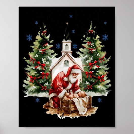 Every Knee Shall Bow Religious Christian Santa Chr Poster (Voorkant)