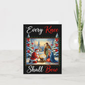 Every Knee Shall Bow Santa Christmas Nativity Scen Kaart (Voorkant)