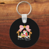 Every Knee Shall Bow Santa Christmas Nativity Scen Sleutelhanger (Voorkant)