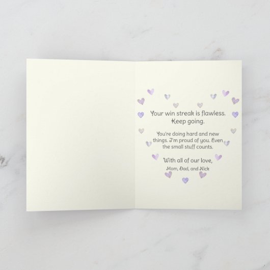 Every Tough Day Defeated, Encouragement Cute Cat Kaart (Binnen)